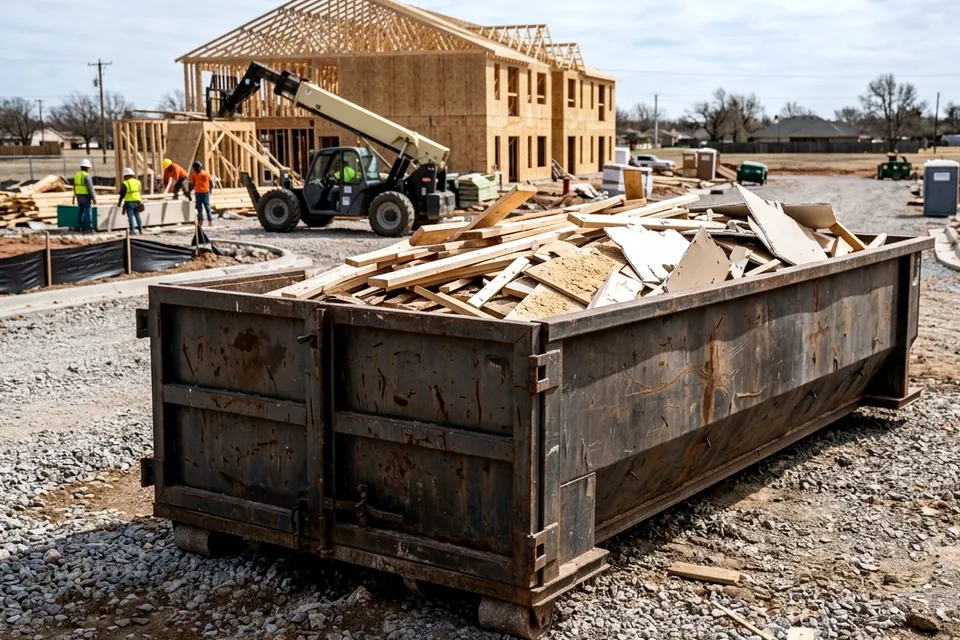 30 yard roll off dumpster at a shop yard in Duncan OK